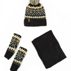 ست سه تکه شال و کلاه و دستکش طرح وینتیج15141