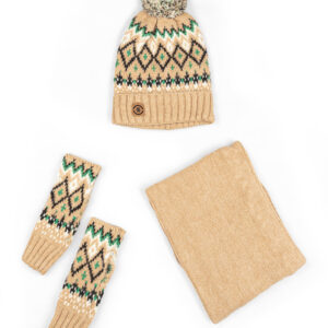 ست سه تکه شال و کلاه و دستکش طرح وینتیج15141