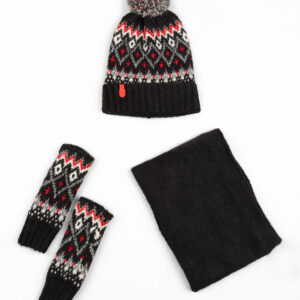 ست سه تکه شال و کلاه و دستکش طرح وینتیج15141