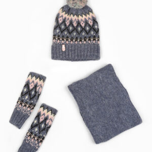 ست سه تکه شال و کلاه و دستکش طرح وینتیج15141