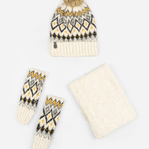 ست سه تکه شال و کلاه و دستکش طرح وینتیج15141