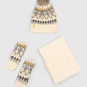 ست سه تکه شال و کلاه و دستکش طرح وینتیج15141