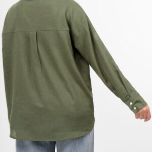 شومیز لینن زیتونی زنانه 6002447