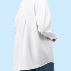 شومیز لینن سفید ساده زنانه 6002564