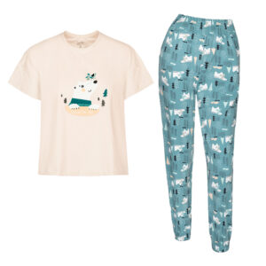 ست تیشرت و شلوار طرح خرس زنانه 3929